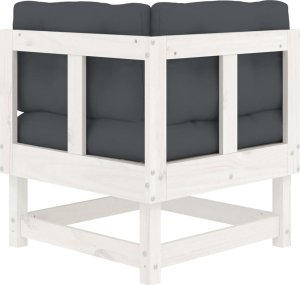 vidaXL vidaXL Siedziska narożne z poduszkami, 2 szt., białe, drewno sosnowe 7