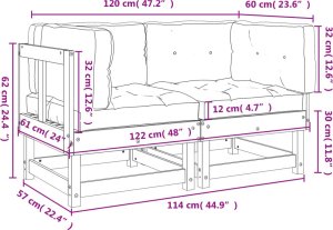 vidaXL vidaXL Siedziska narożne z poduszkami, 2 szt., białe, drewno sosnowe 10