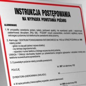 PROCERA Znak TDC, Instrukcja postępowania w przypadku powstania pożaru 1