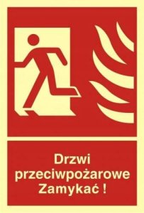 PROCERA Znak TDC, Drzwi przeciwpożarowe. Zamykać! Kierunek drogi ewakuacyjnej w lewo 1