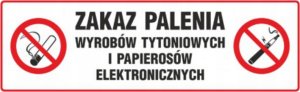 PROCERA Znak TDC, Zakaz palenia wyrobów tytoniowych i papierosów elektronicznych 2