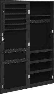 vidaXL vidaXL Wisząca szafka na biżuterię, z lustrem, czarna, 37,5x10x106 cm 5