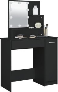vidaXL vidaXL Toaletka z oświetleniem LED, czarna, 86,5x35x136 cm 5