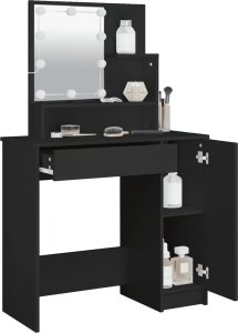 vidaXL vidaXL Toaletka z oświetleniem LED, czarna, 86,5x35x136 cm 6