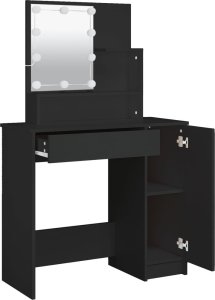 vidaXL vidaXL Toaletka z oświetleniem LED, czarna, 86,5x35x136 cm 8