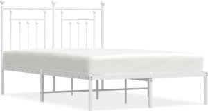 vidaXL vidaXL Metalowa rama łóżka z wezgłowiem, biała, 120x200 cm 2