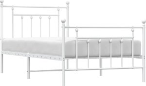 vidaXL vidaXL Metalowa rama łóżka z wezgłowiem i zanóżkiem, biała, 100x190 cm 5