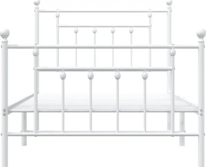 vidaXL vidaXL Metalowa rama łóżka z wezgłowiem i zanóżkiem, biała, 100x190 cm 6