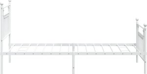 vidaXL vidaXL Metalowa rama łóżka z wezgłowiem i zanóżkiem, biała, 100x190 cm 7