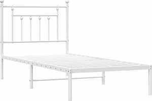 vidaXL vidaXL Metalowa rama łóżka z wezgłowiem, biała, 90x190 cm 3