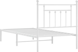 vidaXL vidaXL Metalowa rama łóżka z wezgłowiem, biała, 90x190 cm 8