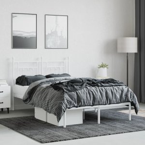 vidaXL vidaXL Metalowa rama łóżka z wezgłowiem, biała, 120x190 cm 4