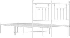 vidaXL vidaXL Metalowa rama łóżka z wezgłowiem, biała, 120x190 cm 8