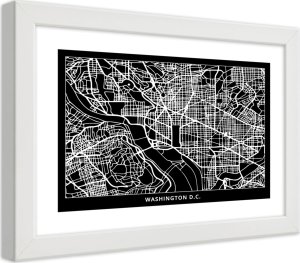 Feeby Obraz w ramie, Plan miasta Waszyngton (Rozmiar 90x60) 1