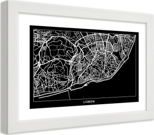 Feeby Obraz w ramie, Plan miasta Lizbona (Rozmiar 60x40) 1