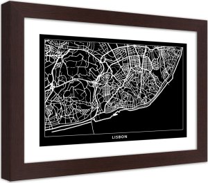 Feeby Obraz w ramie, Plan miasta Lizbona (Rozmiar 30x20) 1