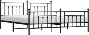 vidaXL vidaXL Metalowa rama łóżka z wezgłowiem i zanóżkiem, czarna, 193x203cm 5