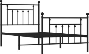 vidaXL vidaXL Metalowa rama łóżka z wezgłowiem i zanóżkiem, czarna, 90x200 cm 2