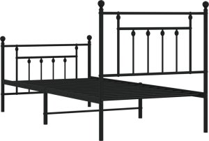 vidaXL vidaXL Metalowa rama łóżka z wezgłowiem i zanóżkiem, czarna, 90x200 cm 7