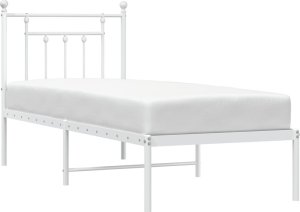 vidaXL vidaXL Metalowe łóżko z wezgłowiem, bez materaca, białe, 75x190 cm 4