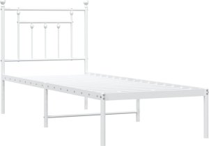 vidaXL vidaXL Metalowe łóżko z wezgłowiem, bez materaca, białe, 75x190 cm 5