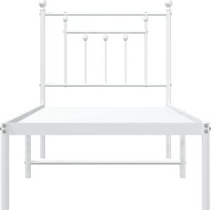 vidaXL vidaXL Metalowe łóżko z wezgłowiem, bez materaca, białe, 75x190 cm 6