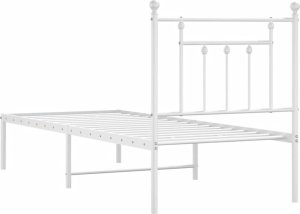 vidaXL vidaXL Metalowe łóżko z wezgłowiem, bez materaca, białe, 75x190 cm 8