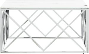 vidaXL vidaXL Stolik kawowy, srebrny, 80x80x40 cm, stal nierdzewna i szkło 3