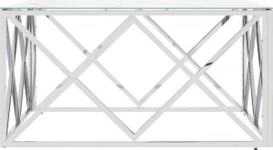 vidaXL vidaXL Stolik kawowy, srebrny, 80x80x40 cm, stal nierdzewna i szkło 4