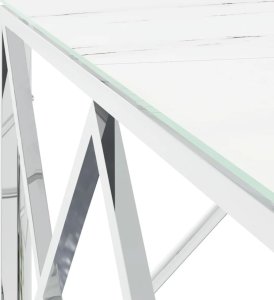 vidaXL vidaXL Stolik kawowy, srebrny, 80x80x40 cm, stal nierdzewna i szkło 5
