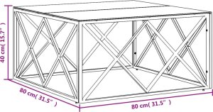 vidaXL vidaXL Stolik kawowy, srebrny, 80x80x40 cm, stal nierdzewna i szkło 6