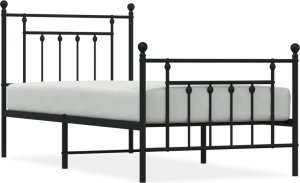 vidaXL vidaXL Metalowa rama łóżka z wezgłowiem i zanóżkiem, czarna, 80x200 cm 2