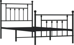 vidaXL vidaXL Metalowa rama łóżka z wezgłowiem i zanóżkiem, czarna, 80x200 cm 3