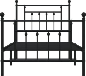 vidaXL vidaXL Metalowa rama łóżka z wezgłowiem i zanóżkiem, czarna, 80x200 cm 6