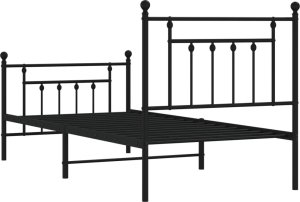 vidaXL vidaXL Metalowa rama łóżka z wezgłowiem i zanóżkiem, czarna, 80x200 cm 8