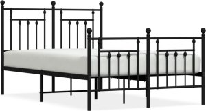 vidaXL vidaXL Metalowa rama łóżka z wezgłowiem i zanóżkiem, czarna, 135x190cm 2