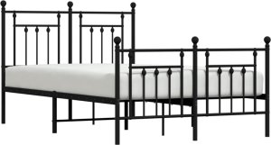 vidaXL vidaXL Metalowa rama łóżka z wezgłowiem i zanóżkiem, czarna, 135x190cm 4