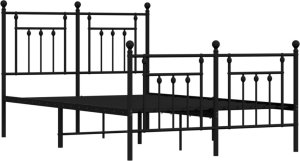 vidaXL vidaXL Metalowa rama łóżka z wezgłowiem i zanóżkiem, czarna, 135x190cm 5