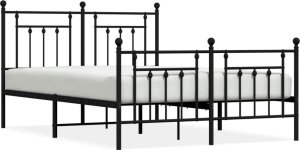 vidaXL vidaXL Metalowa rama łóżka z wezgłowiem i zanóżkiem, czarna, 150x200cm 2