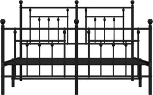 vidaXL vidaXL Metalowa rama łóżka z wezgłowiem i zanóżkiem, czarna, 150x200cm 6