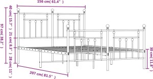 vidaXL vidaXL Metalowa rama łóżka z wezgłowiem i zanóżkiem, czarna, 150x200cm 10