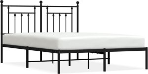vidaXL vidaXL Metalowa rama łóżka z wezgłowiem, czarna, 150x200 cm 2