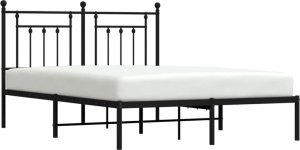 vidaXL vidaXL Metalowa rama łóżka z wezgłowiem, czarna, 150x200 cm 4