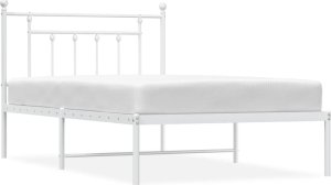 vidaXL vidaXL Metalowa rama łóżka z wezgłowiem, biała, 107x203 cm 2