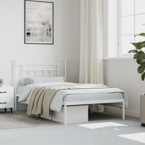 vidaXL vidaXL Metalowa rama łóżka z wezgłowiem, biała, 107x203 cm 3