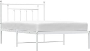 vidaXL vidaXL Metalowa rama łóżka z wezgłowiem, biała, 107x203 cm 4