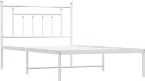 vidaXL vidaXL Metalowa rama łóżka z wezgłowiem, biała, 107x203 cm 5