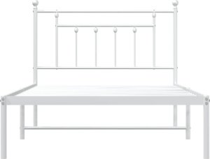 vidaXL vidaXL Metalowa rama łóżka z wezgłowiem, biała, 107x203 cm 6