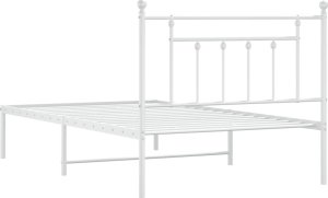 vidaXL vidaXL Metalowa rama łóżka z wezgłowiem, biała, 107x203 cm 8