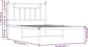 vidaXL vidaXL Metalowa rama łóżka z wezgłowiem, biała, 107x203 cm 10